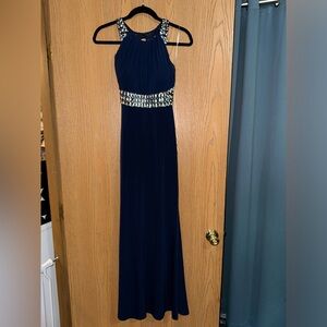Women’s Sequin Heats long formal dark navy blue dress 
size 3